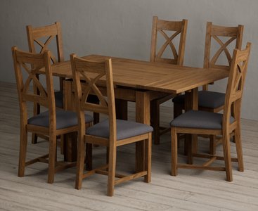 View Extending buxton 90cm rustic solid oak dining table with 6 charcoal grey rustic solid oak chairs View Extending buxton 90cm rustic solid oak dining table with 6 charcoal grey rustic solid oak chairs