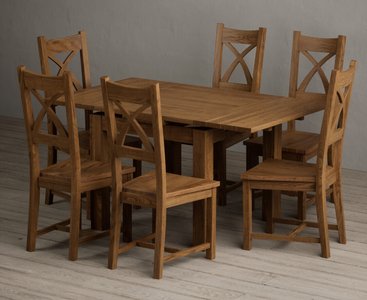View Extending buxton 90cm rustic solid oak dining table with 6 rustic oak rustic solid oak chairs View Extending buxton 90cm rustic solid oak dining table with 6 rustic oak rustic solid oak chairs