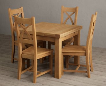 View Extending buxton 90cm solid oak dining table with 4 oak natural chairs View Extending buxton 90cm solid oak dining table with 4 oak natural chairs