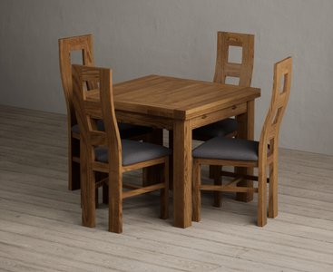 View Extending buxton 90cm rustic solid oak dining table with 4 charcoal grey rustic solid oak chairs View Extending buxton 90cm rustic solid oak dining table with 4 charcoal grey rustic solid oak chairs