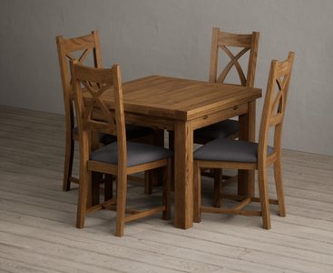 View Extending buxton 90cm rustic solid oak dining table with 4 charcoal grey rustic solid oak chairs View Extending buxton 90cm rustic solid oak dining table with 4 charcoal grey rustic solid oak chairs