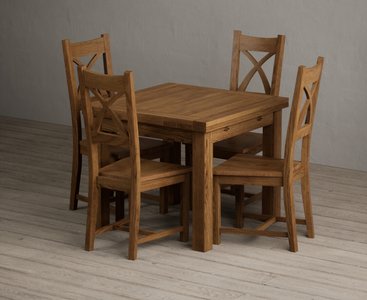 View Extending buxton 90cm rustic solid oak dining table with 4 rustic oak rustic solid oak chairs View Extending buxton 90cm rustic solid oak dining table with 4 rustic oak rustic solid oak chairs