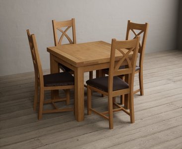 View Extending buxton 90cm solid oak dining table with 6 oak natural chairs View Extending buxton 90cm solid oak dining table with 6 oak natural chairs