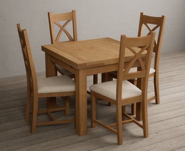 View Extending buxton 90cm solid oak dining table with 6 oak natural chairs View Extending buxton 90cm solid oak dining table with 6 oak natural chairs