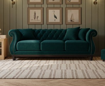 View Harrow chesterfield green velvet 3 seater sofa View Harrow chesterfield green velvet 3 seater sofa