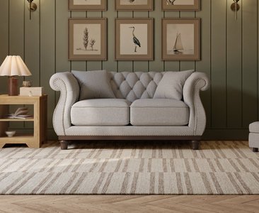View Harrow chesterfield grey linen fabric 2 seater sofa View Harrow chesterfield grey linen fabric 2 seater sofa