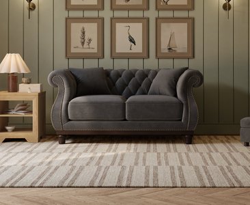 View Harrow chesterfield dark grey velvet 2 seater sofa View Harrow chesterfield dark grey velvet 2 seater sofa