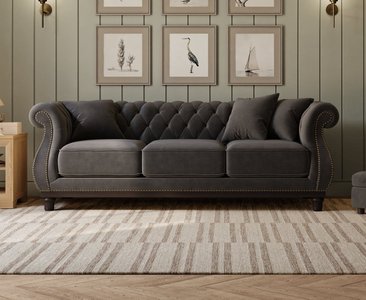View Harrow chesterfield dark grey velvet 3 seater sofa View Harrow chesterfield dark grey velvet 3 seater sofa