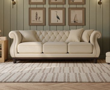 View Harrow chesterfield ivory linen fabric 3 seater sofa View Harrow chesterfield ivory linen fabric 3 seater sofa