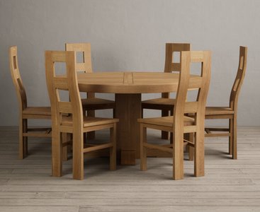 View Helmsley 150cm solid oak round pedestal dining table with 6 oak natural chairs View Helmsley 150cm solid oak round pedestal dining table with 6 oak natural chairs