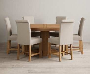 View Helmsley 150cm solid oak round pedestal dining table with 6 natural braced chairs View Helmsley 150cm solid oak round pedestal dining table with 6 natural braced chairs