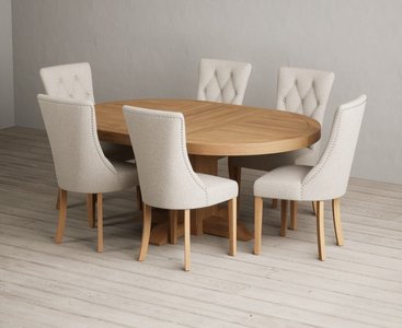 View Extending helmsley solid oak pedestal dining table with 6 natural beatrix chairs View Extending helmsley solid oak pedestal dining table with 6 natural beatrix chairs