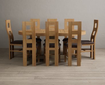 View Extending helmsley oak and cream painted pedestal dining table with 8 brown natural chairs View Extending helmsley oak and cream painted pedestal dining table with 8 brown natural chairs