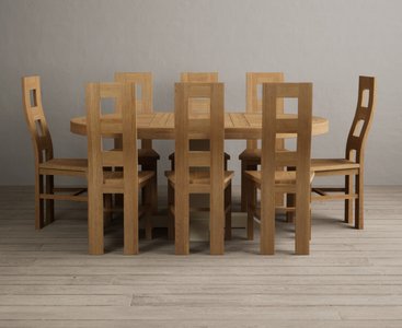 View Extending helmsley oak and cream painted pedestal dining table with 8 oak natural chairs View Extending helmsley oak and cream painted pedestal dining table with 8 oak natural chairs