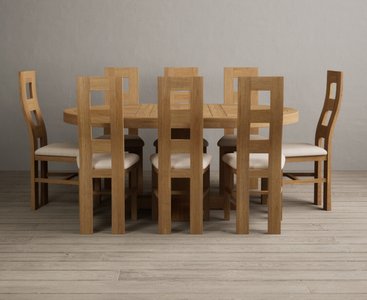 View Extending helmsley solid oak pedestal dining table with 8 linen natural chairs View Extending helmsley solid oak pedestal dining table with 8 linen natural chairs