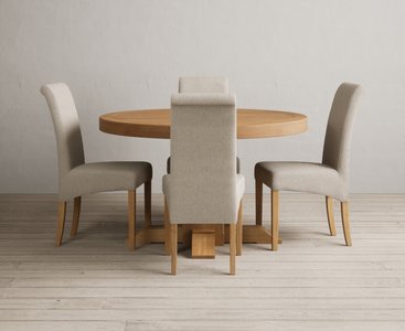 View Extending helmsley solid oak pedestal dining table with 4 natural scroll back chairs View Extending helmsley solid oak pedestal dining table with 4 natural scroll back chairs