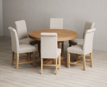View Extending helmsley solid oak pedestal dining table with 6 natural braced chairs View Extending helmsley solid oak pedestal dining table with 6 natural braced chairs