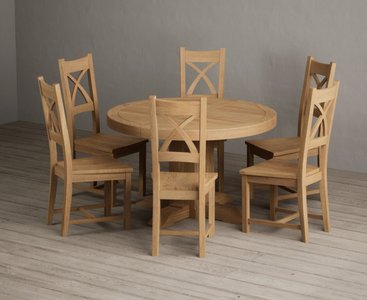 View Extending helmsley solid oak pedestal dining table with 6 oak natural chairs View Extending helmsley solid oak pedestal dining table with 6 oak natural chairs