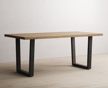 View Herringbone 190cm solid oak and metal dining table View Herringbone 190cm solid oak and metal dining table