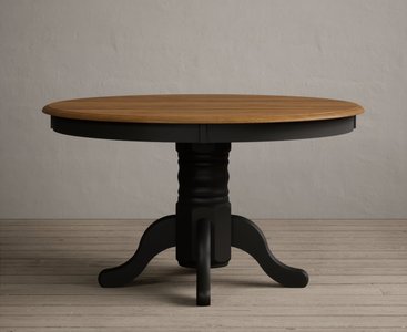 View Hertford 120cm fixed top oak and black painted dining table View Hertford 120cm fixed top oak and black painted dining table