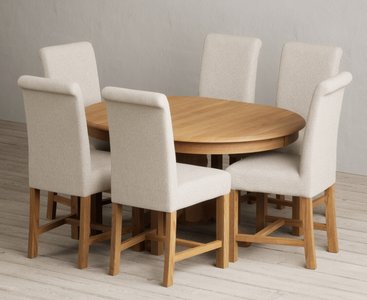 View Extending hertford 100cm - 130cm solid oak pedestal dining table with 6 natural braced chairs View Extending hertford 100cm - 130cm solid oak pedestal dining table with 6 natural braced chairs