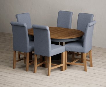 View Extending hertford 100cm - 130cm oak and dark blue painted pedestal dining table with 4 blue braced chairs View Extending hertford 100cm - 130cm oak and dark blue painted pedestal dining table with 4 blue braced chairs