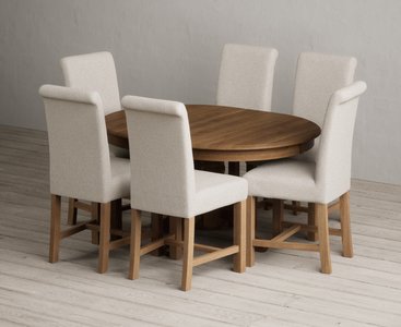 View Extending hertford 100cm - 130cm rustic oak pedestal dining table with 6 natural braced chairs View Extending hertford 100cm - 130cm rustic oak pedestal dining table with 6 natural braced chairs