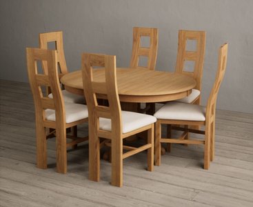 View Extending hertford 100cm - 130cm solid oak pedestal dining table with 4 light grey natural chairs View Extending hertford 100cm - 130cm solid oak pedestal dining table with 4 light grey natural chairs