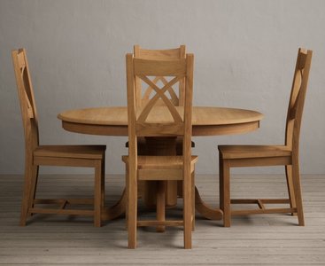 View Extending hertford 100cm - 130cm solid oak pedestal dining table with 4 oak natural chairs View Extending hertford 100cm - 130cm solid oak pedestal dining table with 4 oak natural chairs