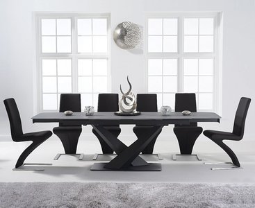 View Extending jacob 180cm grey stone dining table with 6 black aldo chairs View Extending jacob 180cm grey stone dining table with 6 black aldo chairs
