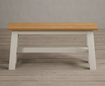 View Kendal small solid oak and cream painted bench View Kendal small solid oak and cream painted bench