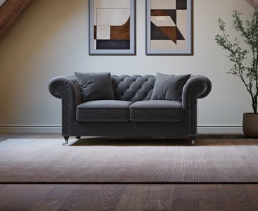 View Kensington chesterfield dark grey velvet 2 seater sofa View Kensington chesterfield dark grey velvet 2 seater sofa