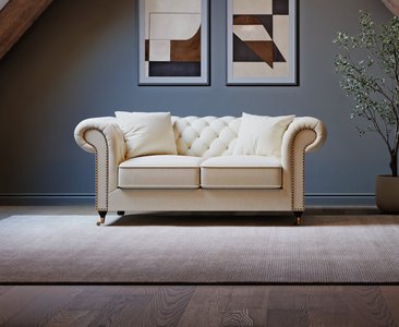 View Kensington chesterfield ivory linen 2 seater sofa View Kensington chesterfield ivory linen 2 seater sofa