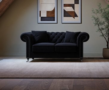 View Kensington chesterfield black linen 2 seater sofa View Kensington chesterfield black linen 2 seater sofa