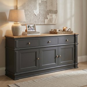 View Lawson oak and charcoal grey painted extra large sideboard View Lawson oak and charcoal grey painted extra large sideboard