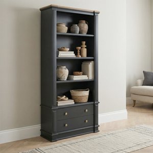 View Lawson oak and charcoal grey painted tall bookcase
