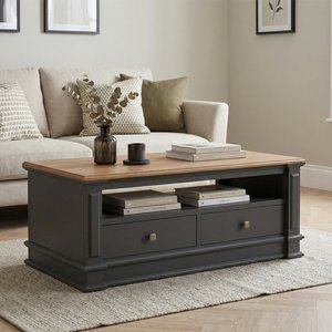View Lawson oak and charcoal grey painted coffee table