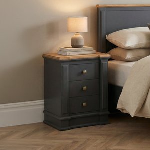 View Lawson oak and charcoal grey painted 3 drawer bedside chest