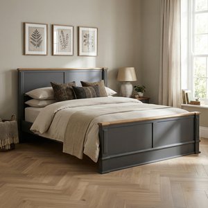 Photo of lawson oak and charcoal grey painted kingsize bed