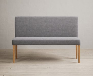 View Lila large velvet grey bench with back View Lila large velvet grey bench with back