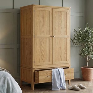 View Solid oak double wardrobe with hanging rail View Solid oak double wardrobe with hanging rail