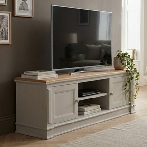 View Lawson oak and soft white painted large tv cabinet