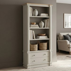 View Lawson oak and soft white painted tall bookcase