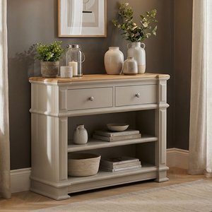 View Lawson oak and soft white painted console table View Lawson oak and soft white painted console table