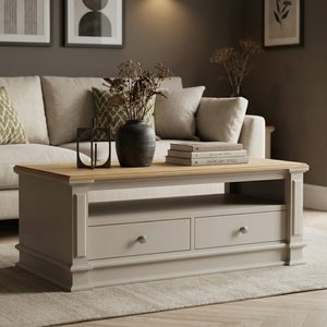 View Lawson oak and soft white painted coffee table View Lawson oak and soft white painted coffee table
