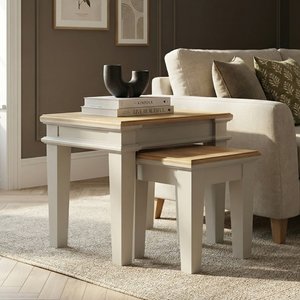 View Lawson oak and soft white painted nest of tables View Lawson oak and soft white painted nest of tables