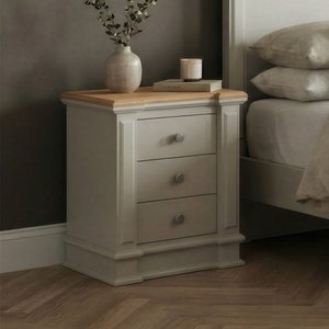 View Lawson oak and soft white painted 3 drawer bedside chest View Lawson oak and soft white painted 3 drawer bedside chest