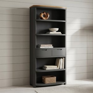 View Bradwell oak and charcoal painted tall bookcase View Bradwell oak and charcoal painted tall bookcase