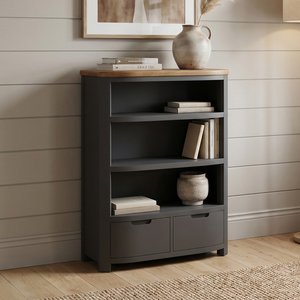 View Bradwell oak and charcoal painted small bookcase View Bradwell oak and charcoal painted small bookcase