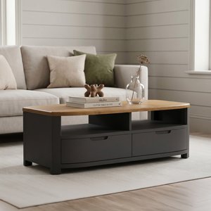 View Bradwell oak and charcoal painted 4 drawer coffee table View Bradwell oak and charcoal painted 4 drawer coffee table